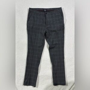 Rivelli Men’s Grey Plaid Dress Pants - Size 36x30 - Slim Fit Business Trousers